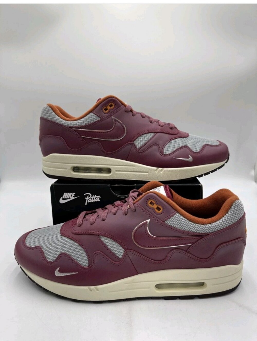 Nike Men’s Air Max 1 in Burgundy, Gray and Rust